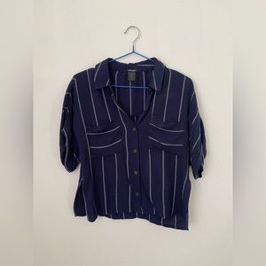Stoosh Blue Stripe Button Up Top Size S